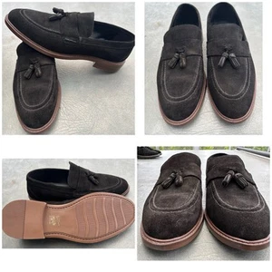 Mocassini scarpe uomo nappa scamosciata nastro rosso taglia 8 - Foto 1 di 9