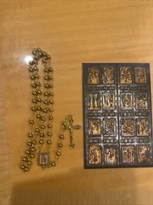 Fastenzeit🙏Rosenkranz Unsere Liebe Frau von Guadalupe🌹Goldfarbene Perlen🌹Heilige Karte - Bild 1 von 6