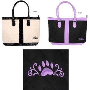 Quilted Purple Paw Delight Tote Bag, Paw Print Tote, Animal Love Bag - Purple/Bl - Bild 1 von 2