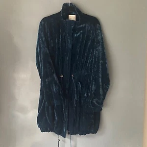 TORRID crushed jewel blue velvet anorak long duster Y2K womens 2 jacket - Picture 1 of 14