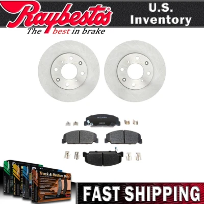 Rotores de freno delanteros y pastillas de freno de cerámica con herrajes para Honda Civic 1993-1995 Foto 1 de 4