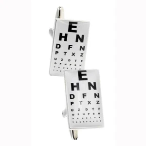 Opticians Cufflinks - Gift Boxed - Optical Optometrist Eye Test Chart Cuff Link - Picture 1 of 1