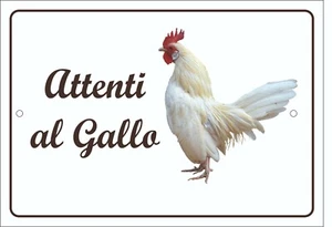 RAZZA POLLO TARGA ATTENTI AL GALLO 4 RESISTENTE ROBUSTA HPL PER ESTERNO - Imagen 1 de 1