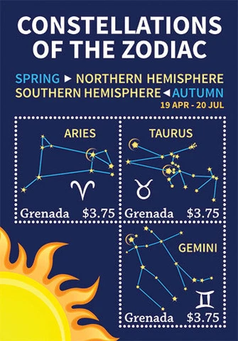 Grenada- Constellations Stamp- Sheet of 3 MNH Cover