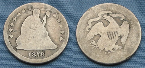 1878 CC Seated Liberty Quarter (25C Carson City) Cover