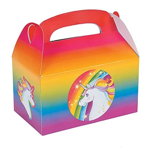 UNICORN PARTY Rainbow Unicorns Treat Boxes Favour Gift Box Pack of 3 Free Post - Picture 1 of 3