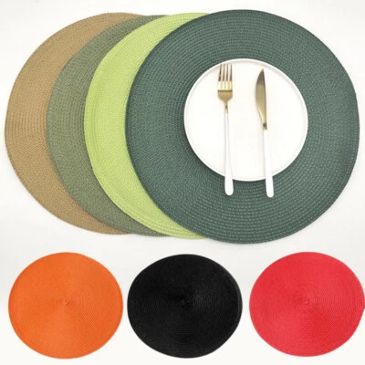 1Pc Hand Woven Round Placemats Coasters Table Mat Insulation Pads Supplies 38CM - Image 1 of 4
