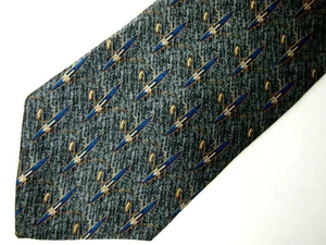 Vtg Bill Blass Mens Necktie Tie Grey Blue Green Geometric Silk 59" - Picture 1 of 3