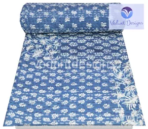 Indian Patchwork Twin Kantha Handmade Quilt Cotton Bed Cover Throw - Picture 1 of 5