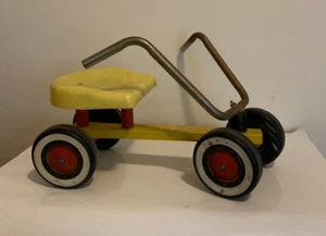 Scooter Ride On Toy Hard Wood Wooden 4 Wheel USA Brand Unmarked HALCO Vintage - Picture 1 of 12