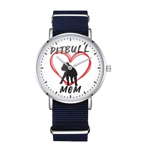 Reloj Pitbull Mamá, Arte Silueta Corazón y Perro, Regalo Perfecto para Amantes Pitbull - Imagen 1 de 5