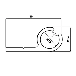 (6€/m) Kederschiene 2,0 m Alu eloxiert 14x30mm Zeltkeder 7,5-8,5mm 45° 2 Meter - Bild 1 von 2