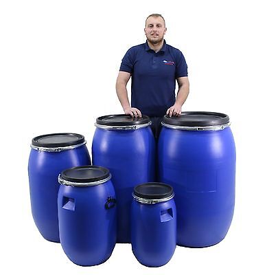 New Quality Plastic Open Top Barrel Drum Keg With Lid & Closure - Choice Of Size • 14.82£