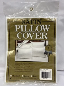 Vintage 1993 White Satin Pillow Cover New in sealed plastic Standard Size - Bild 1 von 2
