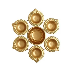 Diya Shape Flower Decorative Urli Bowl Home Decor Diwali Decoration Bowl 7 inch - Picture 1 of 25