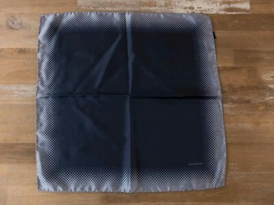 LANVIN Paris azul escuro estampa geométrica bolso de seda quadrado designer autêntico - Imagem 1 de 3