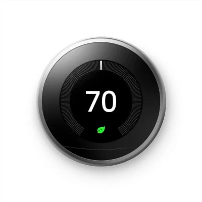 Google Nest T3007ES Wi-Fi Learning Thermostat - Stainless Steel [3rd Generation] - Image 1 of 4