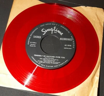 Palermo Brothers red vinyl 45 Deep Down in My Heart Tenderly He Watches Over You - Image 1 of 2