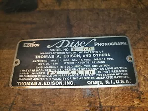 Antiguo FONÓGRAFO DE DISCO EDISON B 80 Nombre Etiqueta Naranja NJ #SM 6510 Mar. 11, 1913 - Imagen 1 de 2