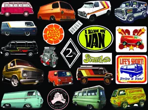 Vanner 2% Street Van Retro 60's 70's individual Contour Cut Vinyl 21pc Stickers - Bild 1 von 10