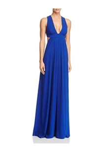 💙 TAILORED Jill Jill Stuart Women's Plunging Deep V Neck Side Cutout Sz 4 Blue - Picture 1 of 4