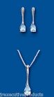 Solid Silver Blue Topaz Pendant and Earrings Set