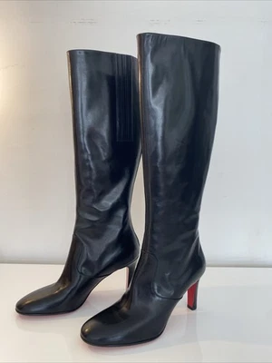 Christian Louboutin NEW Black Knee High Leather Boots 37.5 - Image 1 of 4