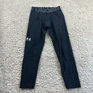 Under Armour Compression Pants Youth Boys Size Medium Black Cropped - Picture 1 of 12