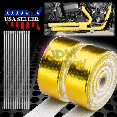 Cinta térmica de aislamiento de cabezal colector envolvente térmica de escape dorado de 2 rollos de 2" 50 pies Foto 1 de 4