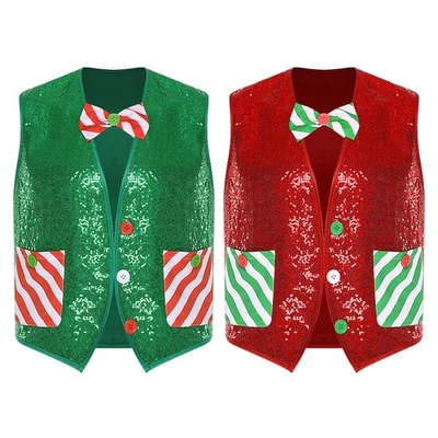 Hombres Navidad Cosplay Chaleco Sin Mangas Top Vacaciones Tanque Cuello en V Chaqueta Fiesta Foto 1 de 3