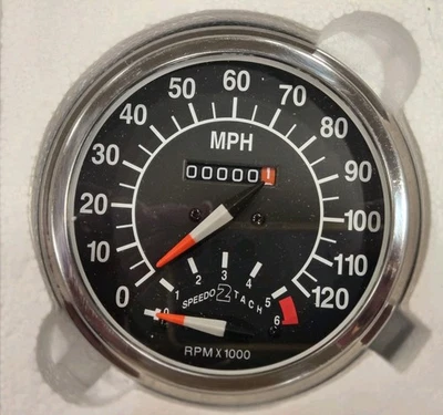 NOS Custom Chrome Speedometer w/ Tachometer  FL Speedo For Harley Davidson - Image 1 of 4