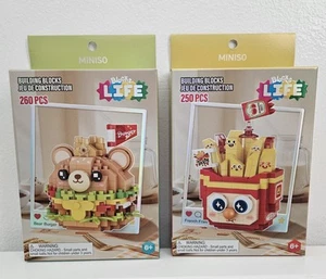 Miniso Blocks Life Bear Burger 260pcs & French Fries 250pcs. Set of 2 - Picture 1 of 6