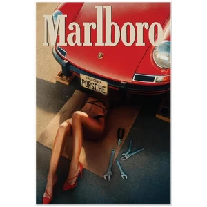 Marlboro Porsche Workshop Poster California Retro Style - Picture 1 of 4