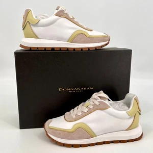 Zapatilla deportiva Donna Karan New York Binx con cordones talla 6M blanca beige dorado acento retro - Imagen 1 de 12