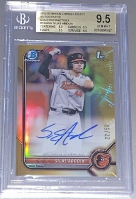 2022 Bowman Chrome Draft Silas Ardoin Gold Refractor Auto /50 BGS 9.5 GEM MINT - Image 1 of 2