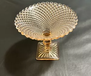 Vintage Diamond Cut Pink Depression Footed Compote Bowl - Picture 1 of 4