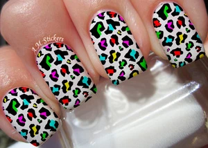 Mehrfarbig Leopardendruck Nail Art Aufkleber Transfers Aufkleber 22er Set - A1201 - Bild 1 von 1