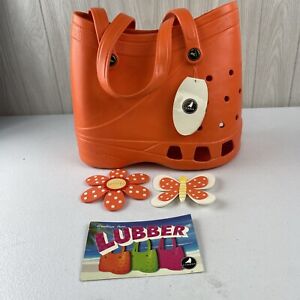 Lubber Tote Handbag Beach Bag Waterproof Orange Rubber Clog NWT