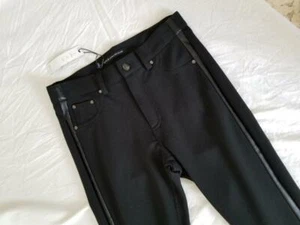 #120 W118 by Walter Baker ponte pleather toxedo stripe legging pants XS NWT - Picture 1 of 1