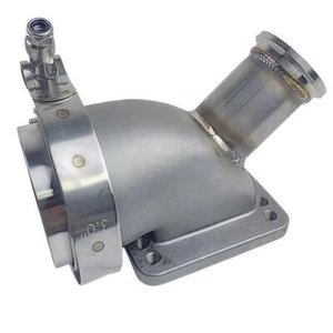 3" V-Band 90° Turbo Elbow - T3/T4 Stainless Steel w/ Tial 38mm MVS Flange Clamp - Picture 1 of 18