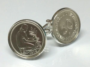 Manschettenknöpfe 50 Pfennig Münze Kulturfrau BRD 1949 - 1993 AUSWAHL Münze - Picture 1 of 32