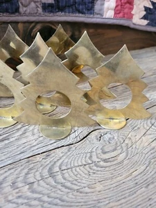Set of 10 Brass Christmas Tree Napkin Ring Holders Festive Holiday India - Picture 1 of 6