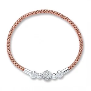 Glitzer Kugel dehnbar Armband rosevergoldet 925 Sterling Silber - Bild 1 von 1