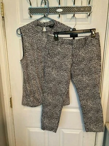 Banana Republic Leopard Pants Size 6 Set, Shirt Med black/white EUC - Picture 1 of 8