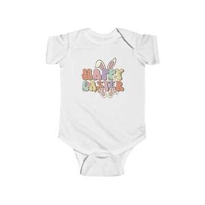 Easter Bunny Baby Bodysuit, Infant Easter Outfit, Easter Egg Baby Clothes - Picture 1 of 11