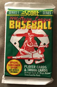 1991 Score Baseball Pack Ellis Burks Red Sox (Top) Paul Assenmacher Cubs (Back) - Picture 1 of 2