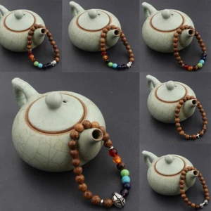 New 8mm Wood Beaded Bracelet Fashion Stretch Bangle Men Women Fashion Jewelry - Picture 1 of 42