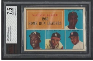 1961 Topps HANK AARON ERNIE BANKS BVG 7.5 EDDIE MATHEWS HOME RUN LEADERS 3 HOFer - Picture 1 of 3