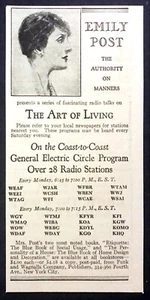 1932 Emily Post foto "L'autorità sulle maniere" radio show pubblicità stampa d'epoca - Foto 1 di 1
