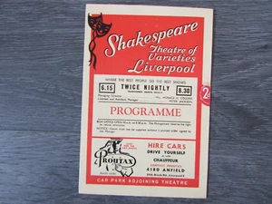 Shakespeare Theatre of Varieties Liverpool 1948 Original Variety Show Programme - Picture 1 of 8
